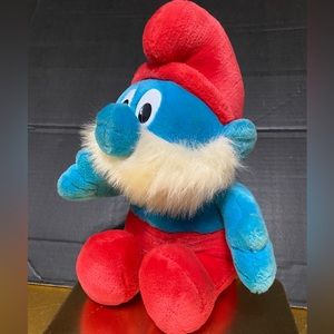 SMURF VTG 1996 PEYO PAPA MUSICAL SMURF PLUSH WORKS! PLAYS THEME SONG 12” SITTING